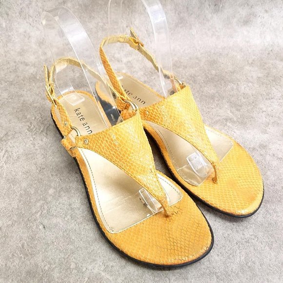 Kate Ann Shoes - Kate Ann Womens  024-6039 Size 6.5 Yellow  Thong Slingback Sandals